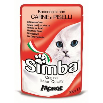Simba Cat Plic Carne/Mazare 100 g