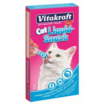 Vitakraft Snacks Pisica Liquid Somon/Omega3 6 X 15 g