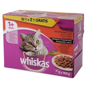 Whiskas Plic Adult Selectii Carne/Legume 12 X 100 g