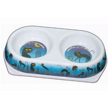 Castron Melamina Dublu 2 X 180 Ml Albastru 8019