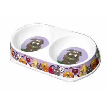 Castron Melamina Dublu 2X450 ml Albastru 8023