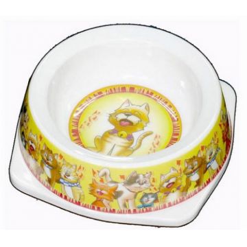 Castron Melamina Pisici Galben 150 ml 8007