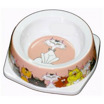 Castron Melamina Pisici Roz 150 ml 8008