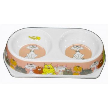 Castron Melamina Pisici Roz 2 x 180 ml 8020