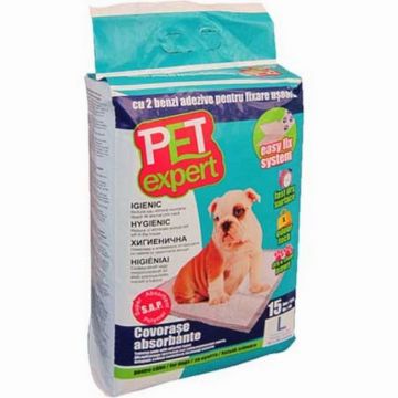 Pet Expert Covor Absorbant XL Benzi Adezive 60X90cm/15 buc