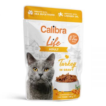 Calibra Cat Life Pouch Adult Turkey in Gravy, Pachet 5 X 85 g