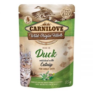 Carnilove Cat Pouch Rich in Duck With Catnip, 85 g