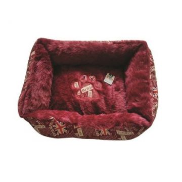 Culcus pentru caini My Home, 50 x 40 x 17 cm, Rosu