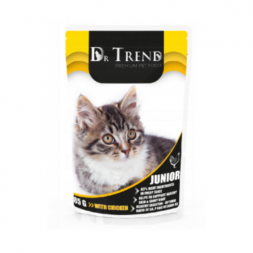 Dr. Trend Premium, Hrana umeda completa pentru pisoi, cu Pui, 12x85g