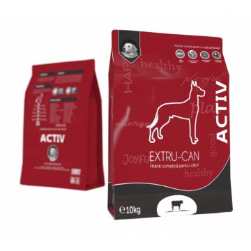Extru-Can Adult cu vita, hrana uscata pentru caini adulti, 10 kg