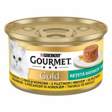 Hrana umeda pentru pisici Gourmet Gold Savoury Cake cu pui  morcovi 85 gr