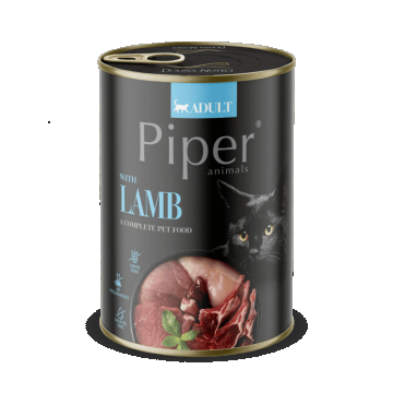 Hrana umeda pentru pisici PIPER CAT, miel, conserva, Pachet 6 X 400g
