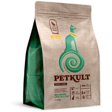 Hrana uscata pentru pisici Petkult Adult Care Balanced Life All-Cat pentru pisici cu Pui 400gr