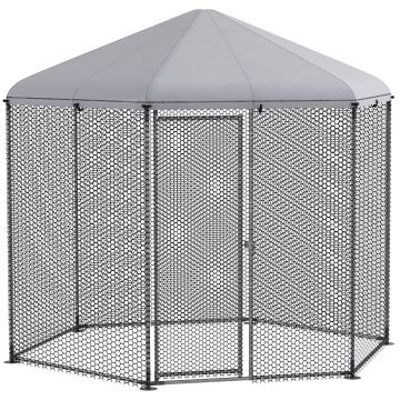 PawHut Țarc pentru găini exterior 5 m² parc cu plasă dim. 2,8L x 2,45l x 2,46H - spațiu acoperit - 5/8 găini | Aosom Romania
