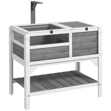 PawHut Căsuță pentru țestoase, cu raft de depozitare din lemn masiv, 84 x 51 x 103 cm | Aosom Romania