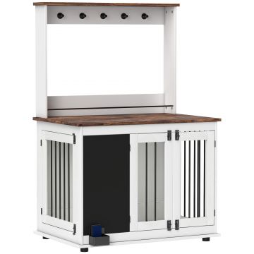 PawHut Cutie pentru câini cu raft de depozitare pentru jucării, cârlige pentru lese, tablă pentru scris, burete pentru șters, pentru câini mari, Alb | Aosom Romania