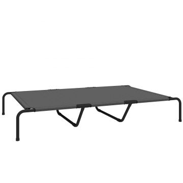 PawHut Pat Ridicat pentru Câini de Talie Mare, Targă Portabilă din Oțel și Plasă Respirabilă, Ușor de Montat, Gri, 152x94x23 cm | Aosom Romania