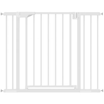 PawHut Poartă de Siguranță pentru Copii și Animale, Extensibilă 96-103 cm, Înălțime 76 cm, Poartă pentru Câini, Scări și Uși, Închidere Automată, Montaj prin Presiune, Deschidere în Ambele Direcții, Alb | Aosom Romania