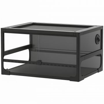 PawHut Terariu pentru Reptile Ridicat și Pliabil 60x45x32 cm cu Încuietoare, Ușă pentru Alimentare, Ventilație și Vizualizare la 360°, Terariu cu Plasă Metalică pentru Șopârle, Păianjeni, Șerpi, Negru | Aosom Romania