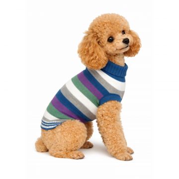Pulover cu dungi tricotat pentru câini - L