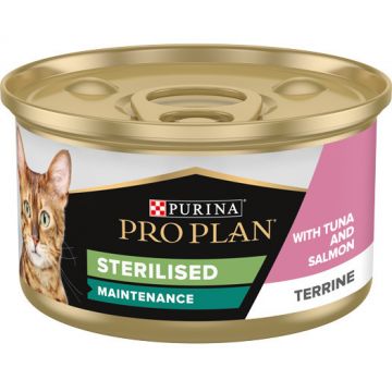 Purina Pro Plan Cat Sterilised, conserva cu ton si somon, 85 gr