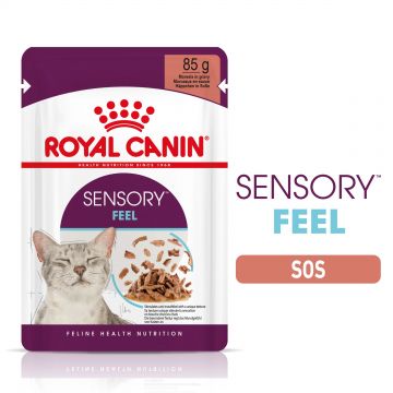 Royal Canin Sensory Feel, hrana umeda pisici, stimularea simtului tactil (in sos), 85 g
