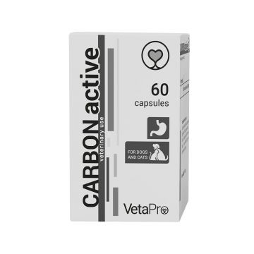 Vetapro Carbon Active, Suport Gastrointestinal Caini si Pisici, 60 capsule
