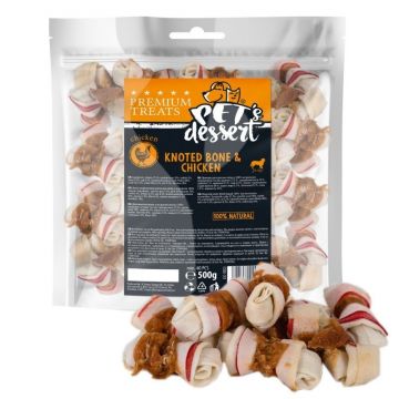 Pet's Dessert Knoted Bone & Chicken, 500 g ieftina