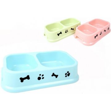 Castron dublu pvc color 24 x 11 x 5 cm