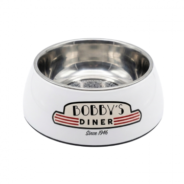 Castron pentru caini Bobby Diner, Alb, 450 ml, Melamina