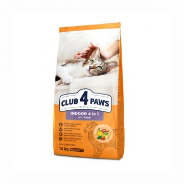 Club 4 Paws Premium Indoor - Hrana uscata 4in1 pentru pisici adulte - Miel - 14kg