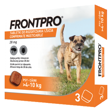 Comprimate masticabile antiparazitare caini, Frontpro M, 28 mg, >4-10 kg