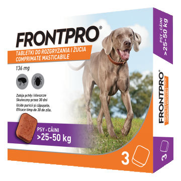 Comprimate masticabile antiparazitare caini, Frontpro XL, 136 mg, >25-50 kg