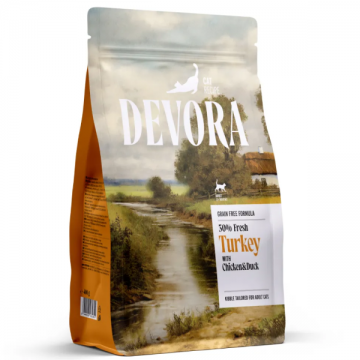 DEVORA GRAIN-FREE CAT ADULT CURCAN SI RATA 400G