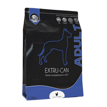 Extru-Can Adult cu pui, hrana uscata pentru caini adulti de talie mica, medie sau mare, 10 kg