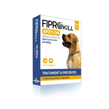 Fiprokill 402 mg Spot-On Caine 20-40 kg -3 Pipete Antiparazitare Cutie