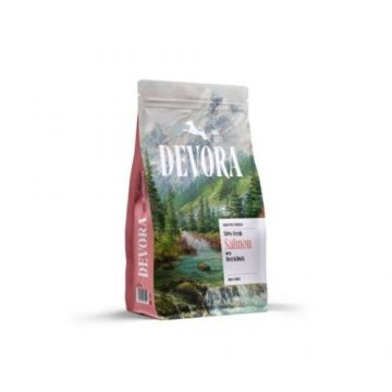 Hrana semi-umeda caini, Devora Dog Semi-Moist Adult Small Breed Grain Free, Somon, Caprioara & Rata, 1.5 kg