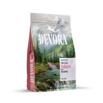 Hrana semi-umeda caini, Devora Dog Semi-Moist Adult Small Breed Grain Free, Somon, Caprioara & Rata, 4 kg