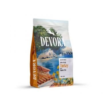 Hrana semi-umeda caini, Devora Dog Semi-Moist Starter & Junior Grain Free Multiprotein, Curcan & Peste Marin, 4 kg