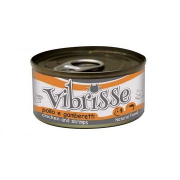 Hrana umeda pentru pisici Croci Vibrisse Natural, Pui si creveti, 24 x 70g