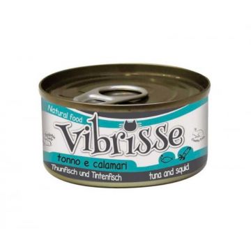 Hrana umeda pentru pisici Croci Vibrisse Natural, Ton si calamar, 24 x 70g