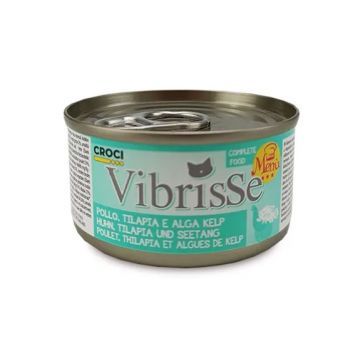 Hrana umeda pentru pisici Croci Vibrisse, Pui, peste Tilapia si alge Kelp, 6 x 70g