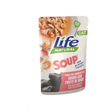 Hrana Umeda Pisici, Life Natural Adult Supa, Ton si Creveti, 60 g