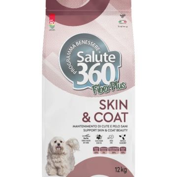 Hrana uscata pentru caini Salute 360 Fiber Plus SkinCoat cu ton  somon 12 kg