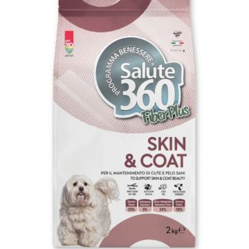 Hrana uscata pentru caini Salute 360 Fiber Plus SkinCoat cu ton  somon 2 kg