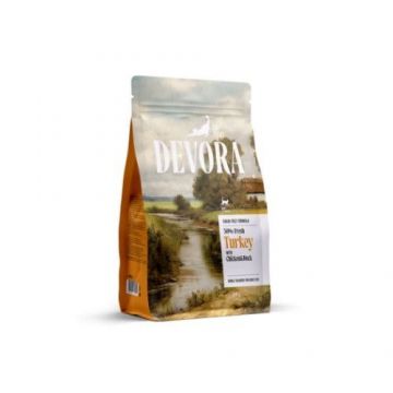 Hrana uscata pisici, Devora Cat Adult Grain Free, Curcan, Pui & Rata, 400 g