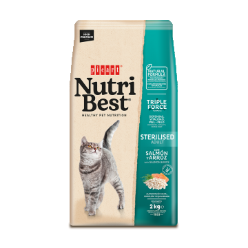 Hrana Uscata Pisici Premium, NutriBest Adult Sterilised, Somon si Orez, 2 kg