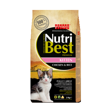 Hrana Uscata Pisoi Premium, NutriBest Kitten, Pui si Orez, 2 kg
