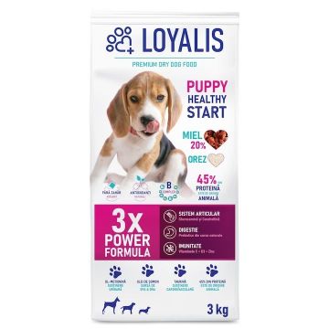 Hrana uscata premium, Loyalis, Puppy, Healthy Start, Miel, 3 kg