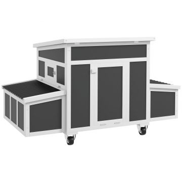 PawHut Adăpost din Lemn pentru Găini cu Cuib pentru Ouă pentru 6 Găini, Gri Închis | Aosom Romania